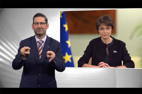 ▲유럽 접근성 법안 발의 배경을 설명하는 마리안느 티센 위원. 유럽위원회 홈페이지 갈무리