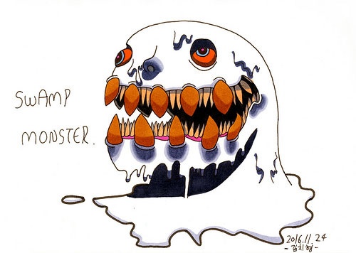 늪괴물 | 김지형, 종이에 펜과 마카, 210x297mm, 2016