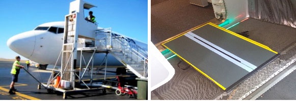 (좌) 휠체어 리프트, (우) 이동식 경사판 (사진 제공 : 국가인권위원회)  