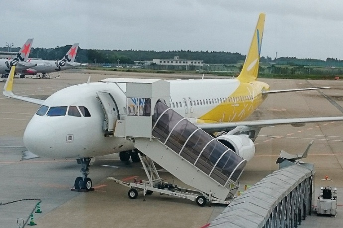 바닐라 항공사 비행기. 계단을 이용해 비행기에 탑승해야 하는데, 휠체어 이용 승객의 탑승을 위한 리프트가 구비되지 않아 하반신 마비 승객이 계단을 기어 올라야 했다. 사진 flickr