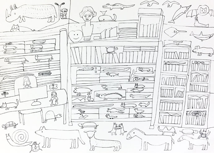 거기 살고 있는 것들 | 정종필, 종이에 볼펜, 394 x 545mm, 2017 거기 살고 있는 것들 | 정종필, 종이에 볼펜, 394 x 545mm, 2017