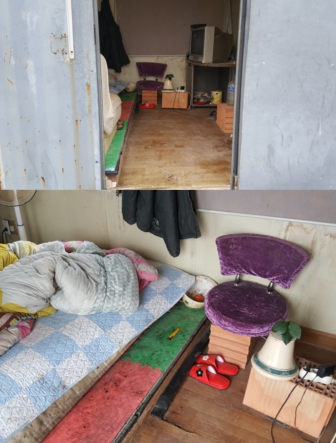 정 씨가 거주하던 컨테이너 내부 모습. 사진제공 부산장애인권익옹호기관