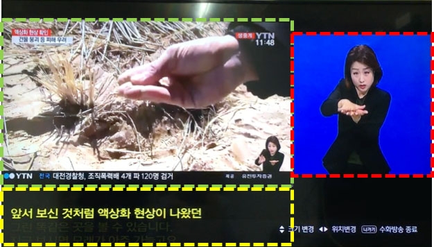 스마트 수어방송서비스의 예시. 방송통신위원회 제공