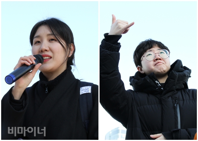 황소라 지회장(왼쪽)과 이진경 씨(오른쪽).