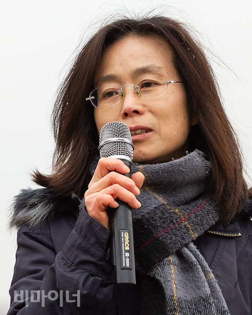 고미숙 활동지원사노조 조직국장이 발언하고 있는 모습.