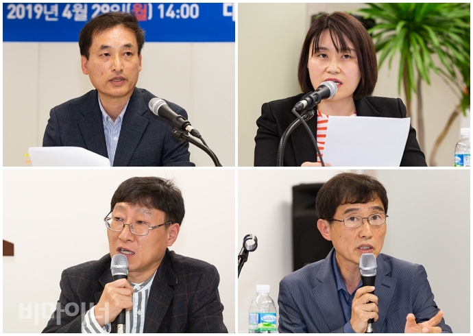 (왼쪽 위부터 시계방향) 이호준 희망원 원장, 임은자 보석마을 원장, 서승엽 장애인지역공동체 사무처장, 은재식 희망원대책위 공동대표. 사진 박승원