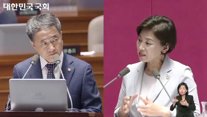 (왼쪽) 박능후 보건복지부 장관, (오른쪽) 남인순 더불어민주당 의원. 국회 자료제공