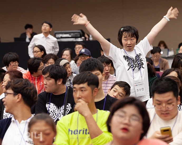 한국피플퍼스트대회 참가자들의 모습. 사진 박승원 한국피플퍼스트대회 참가자들의 모습. 사진 박승원