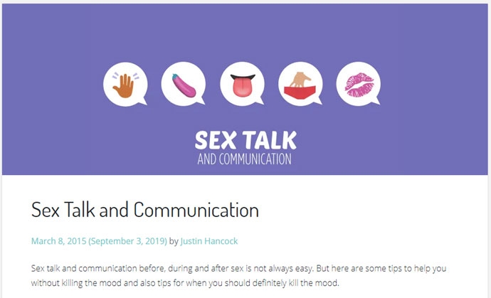 섹스 전과 하는 도중에, 이후에 성적 파트너와 어떻게 섹스에 관한 의사소통을 할 것인지를 알려주는 BISH 홈페이지 화면 캡처. https://www.bishuk.com/sex/how-to-sex-talk/