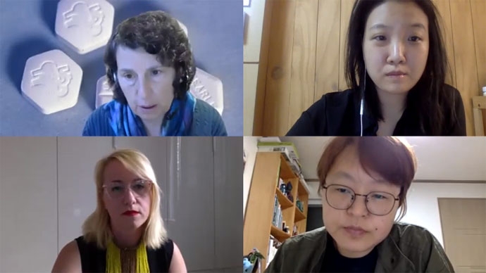 왼쪽 위에서부터 시계방향으로 수잔, 이유림, 나영, 킨가. 유튜브 영상 캡처. 