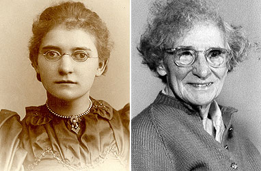 1893년(왼쪽)과 1959년(오른쪽)의 애거사 티겔 핸슨(1873~1959). 사진 출처 https://www.gallaudet.edu/about/history-and-traditions/agatha-tiegel-hanson