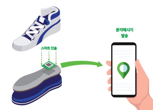 서울시 성동구에서 발달장애인의 실종 예방과 자립 훈련을 위해 보급하고 있는 위치추적기(GPS)가 내장된 ‘스마트인솔’ 신발 깔창. 부모를 비롯한 보호자들의 스마트폰으로 발달장애인의 위치가 실시간 통보되며, 발달장애인이 지정된 거리나 위치를 벗어나면 보호자에게 경고 문자 메세지가 자동으로 발송된다. 사진 출처 서울시   