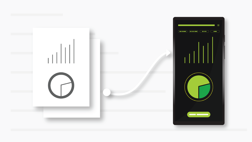 “색약 사용자를 위해 ‘더 큰 대비’의 색상을 적용하는 일은, 다크 모드를 준비하는 일과 거의 비슷하다.” 그림에는 무채색으로 표현된 도형이 모바일에 고 대비 색상으로 변해 있다. 사진 픽사베이