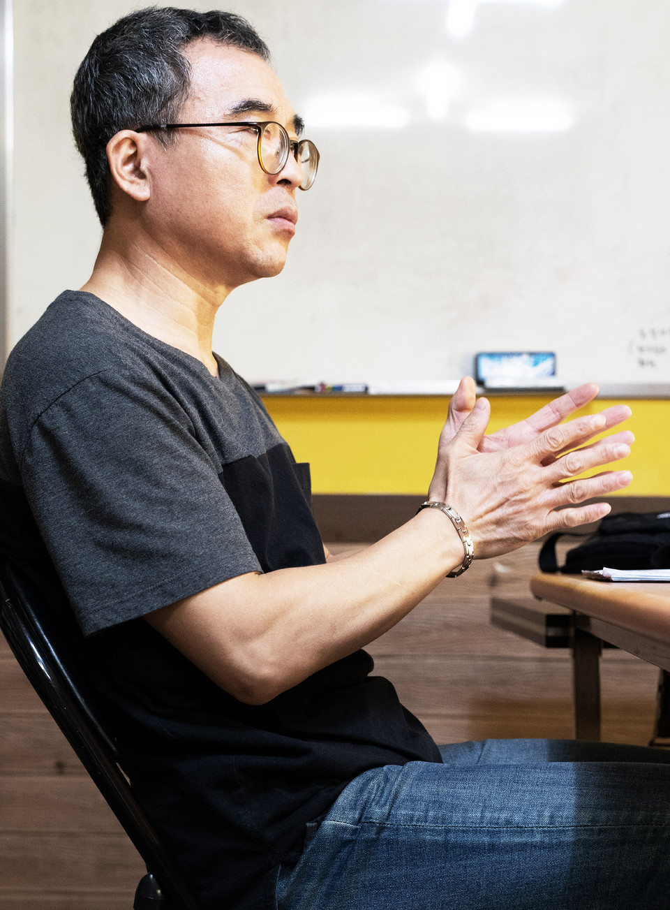 인터뷰를 하고 있는 문상민 활동가. 사진 현다혜 