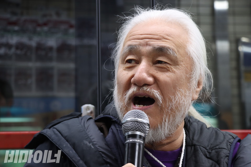 박경석 전장연 대표가 발언하고 있다. 사진 강혜민