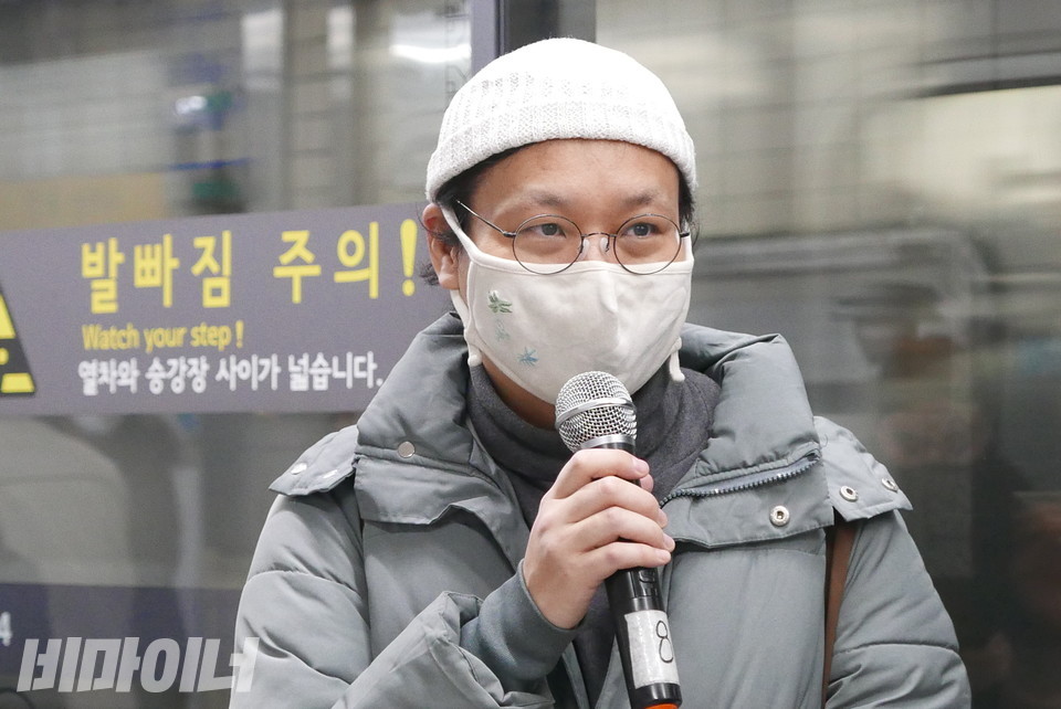 사이 옥바라지선교센터 활동가가 발언 중이다. 사진 양유진