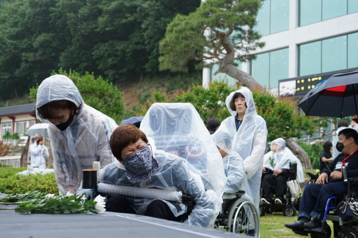 22일, 고(故) 박재희 경산장애인자립생활센터 활동가 49재가 경북 영천 청통추모관에서 열렸다. 사진 뉴스민 