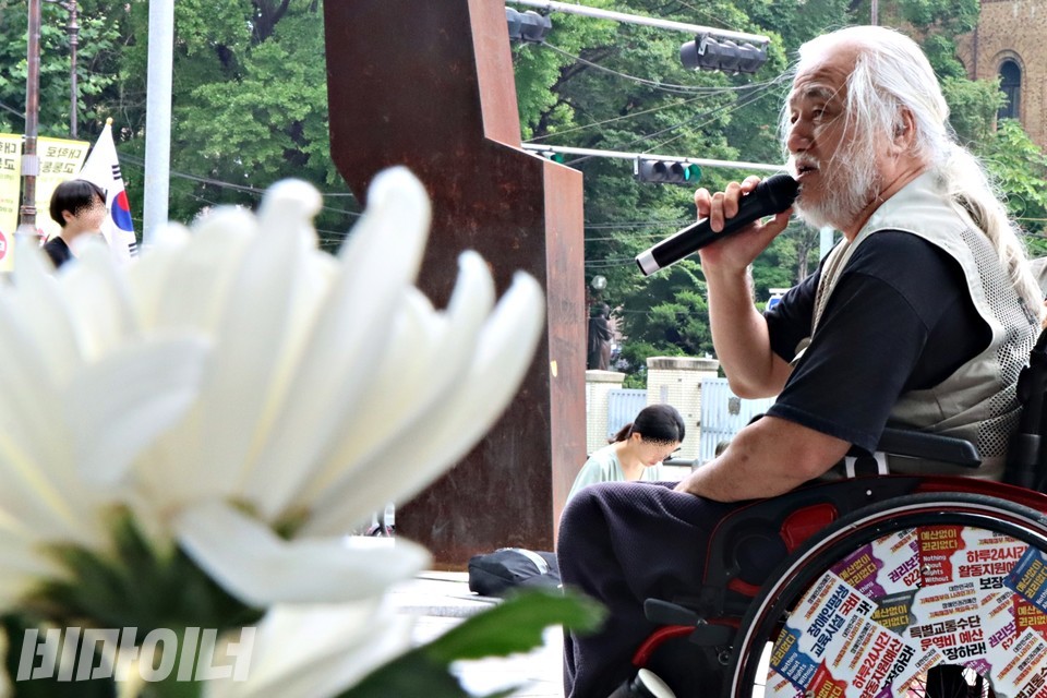 박경석 대표가 발언 중이다. 사진 하민지