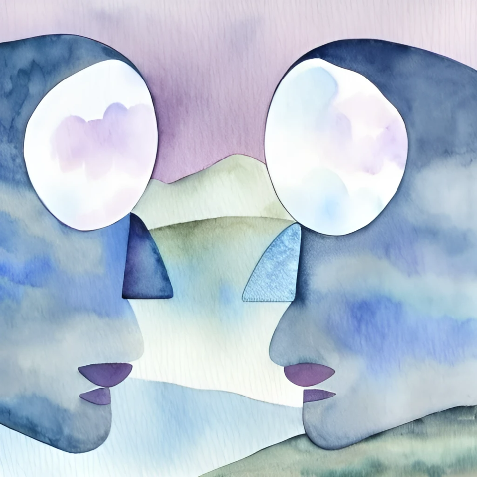 서로가 서로를 응시하고 있다. 이 이미지는 카카오브레인의 이미지 생성 AI ‘칼로2.0’으로 제작했다. 