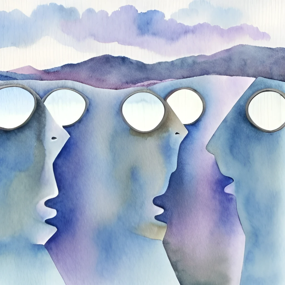 서로가 서로를 발견하고는 응시하고 있다. 이 이미지는 카카오브레인의 이미지 생성 AI ‘칼로2.0’으로 제작했다. 