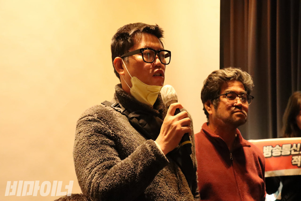 질라라비장애인야학 학생인 이정모 씨가 발언하고 있다. 사진 김소영